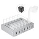 thumbnail image 1 of Silver AU Cargador multifunción inteligente y rápido Cargador USB con soporte de administrador de 6 líneas, 1 of 1