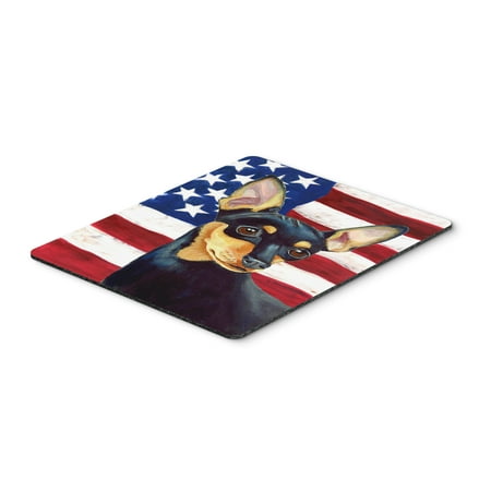 USA American Flag with Min Pin Mouse Pad, Hot Pad or Trivet