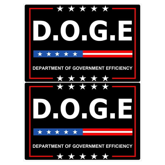 Clearance! 2 Pack D.O.G.E. of Efficiency Bumper Stickers Reflective Vinyl Sticker Laptop Decal Car Bumper Window Sticker