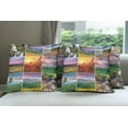 thumbnail image 6 of Ambesonne Nature Throw Pillow Cover 4 Pack, Summer Home Landscape, 20", Red Yellow Green, 6 of 7