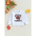 thumbnail image 2 of Toddler Baby Girls Boys Halloween Sweatshirts Long Sleeve Round Neck Pumpkin Letter Print Pullovers, 2 of 6