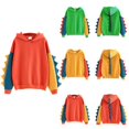 thumbnail image 5 of Linda sudadera de moda de dibujos animados para mujer, sudadera informal con estampado de dinosaurios, sudaderas con capucha de empalme de manga larga, Tops, suéter con capucha Irregular, 5 of 5