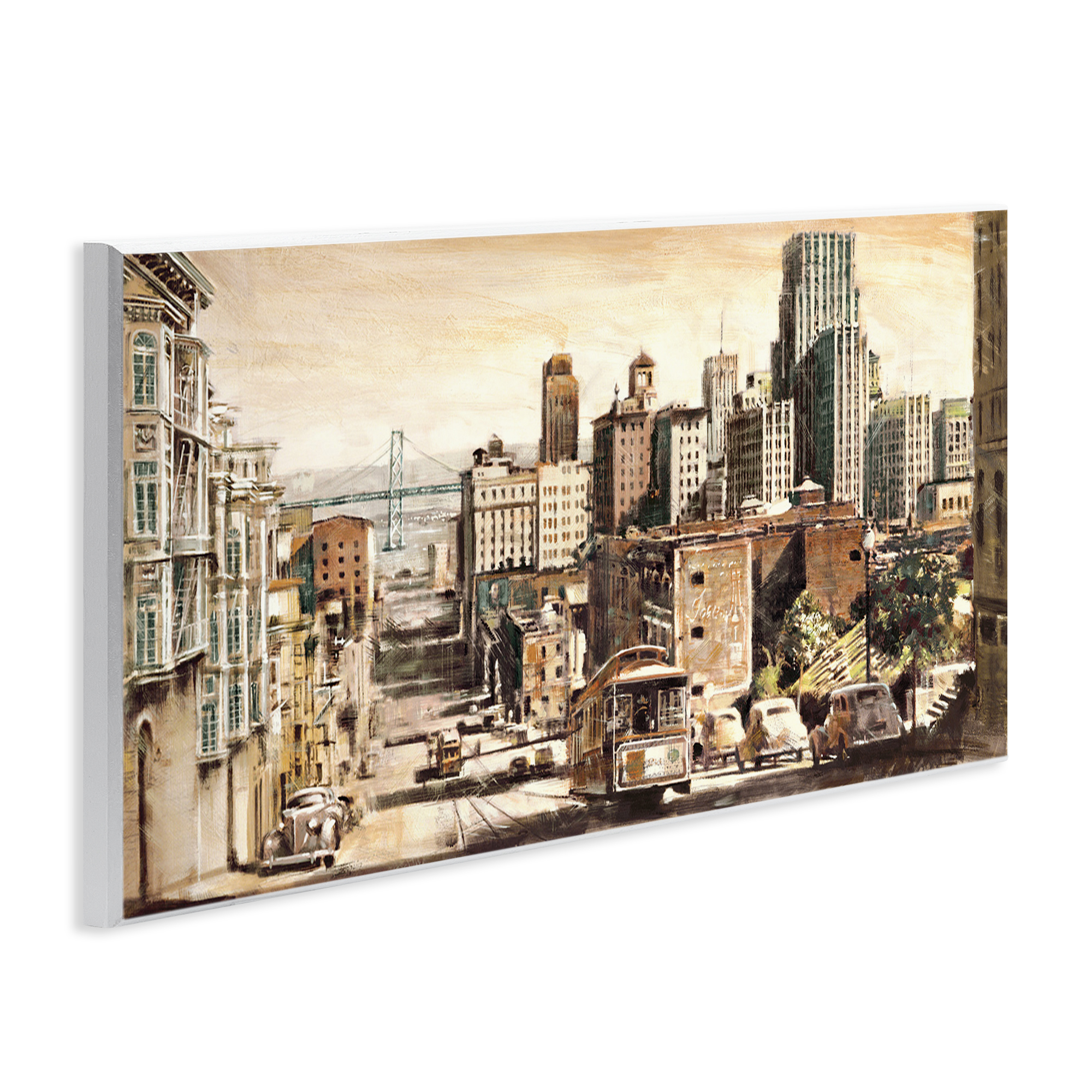 Stupell Industries Industrial City Scene Scenery Painting Unframed Art Print Wall Art, 17 x 7