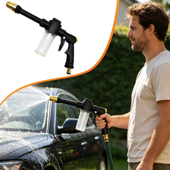 HomelyJoy Multifunctional Foam Water Gun, High Pressure Garden Hose Nozzle with Three Spray Modes, Jet Power Washer for Yard Car Detailing and Patio Cleaning