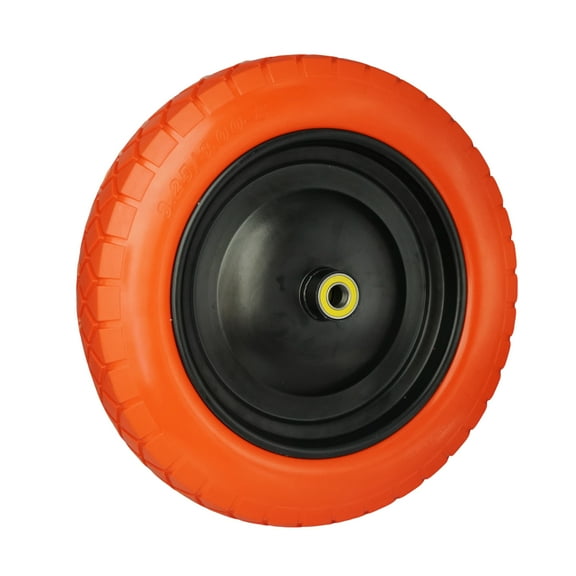 3.25/3.00-8 Wheelbarrow Tire Flat Free with 3/4 & 5/8 Bearings, 3-6” Center Hub Flat Free Tire and Wheel Replacement for Garden Deer Cart Hawk Crawler, 14 inches Tires 3.25/3.00 x 8