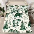 thumbnail image 2 of Manfei Safari Animal Bear Bed Sheets,Rustic Plant Pine King Sheets,Green Beige Sheet Set For Adults,Ultra Soft Home Decor,4 Pieces, 2 of 7