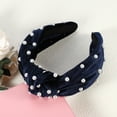 thumbnail image 6 of Unique Bargains Velvet Hair Headband Faux Pearl Knotted Headband for Women Girl Blue 6.69"x4.72"x1.38" Wide Headband, 6 of 7