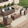 thumbnail image 3 of POTEBAN Patio Set, 7 Pieces Outdoor Furniture Sets with Rocking Swivel Chairs, Wicker Rattan, Waterproof Covers for Backyard, 3 of 13