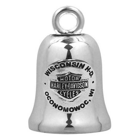 Harley-Davidson Wisconsin H-D Bar & Shield Logo Ride Bell - Silver Finish, Harley Davidson