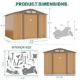 thumbnail image 2 of JAXSUNNY 8' x 8' Garden Tool Storage Utility Shed, Outdoor House Galvanized Steel W/ Sliding Door, 4 Vents, Brown, 2 of 8