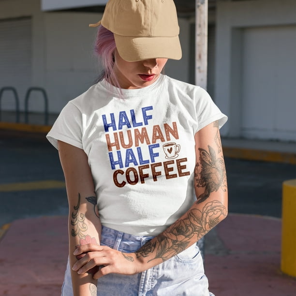 Half Human Half Coffee Art Merch Gift White T Shirt 3XL Walmart Business Supplies