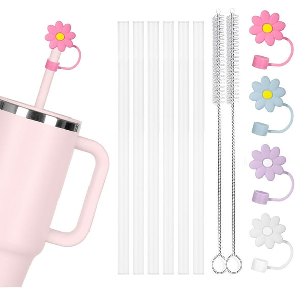 shiyou-6 PCS Straws for Hydro Flask Tumbler 32oz, Dust Proof Straw Cover for HydroFlask Tumbler 40 oz, Straw for Hydro Flask Press-in Lid, Cuttable