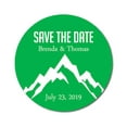 thumbnail image 1 of Darling Souvenir Round 45 Pcs Snowy Mountain Save The Date Stickers Personalized Bride Groom Names And Date Envelope Seals - Green, 1 of 4