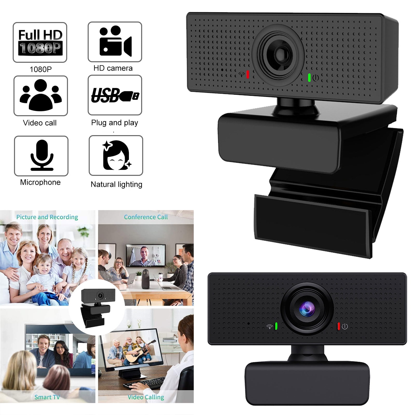 1080P HD cam Video Call Pro Streaming Computer  Camera with Mic