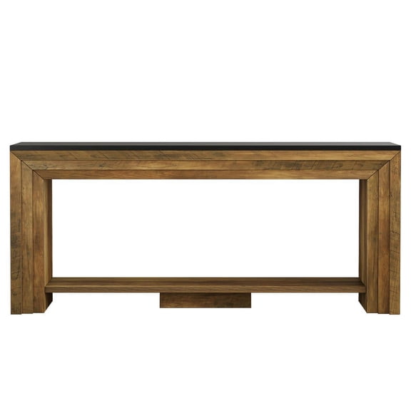 Resenkos 70.9-Inch Long Farmhouse Console Table, 2-Tier Narrow Wooden Sofa Table with Storage