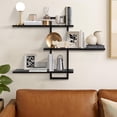 thumbnail image 2 of 3 Tier Wall Shelves,Decorative Floating Shelf for Wall,Plants Photo Shelf Storage Display Shelving Wood for Living Room Bedroom Kitchen Home Office Decor,Modern,Large,22 Inch(Black), 2 of 9