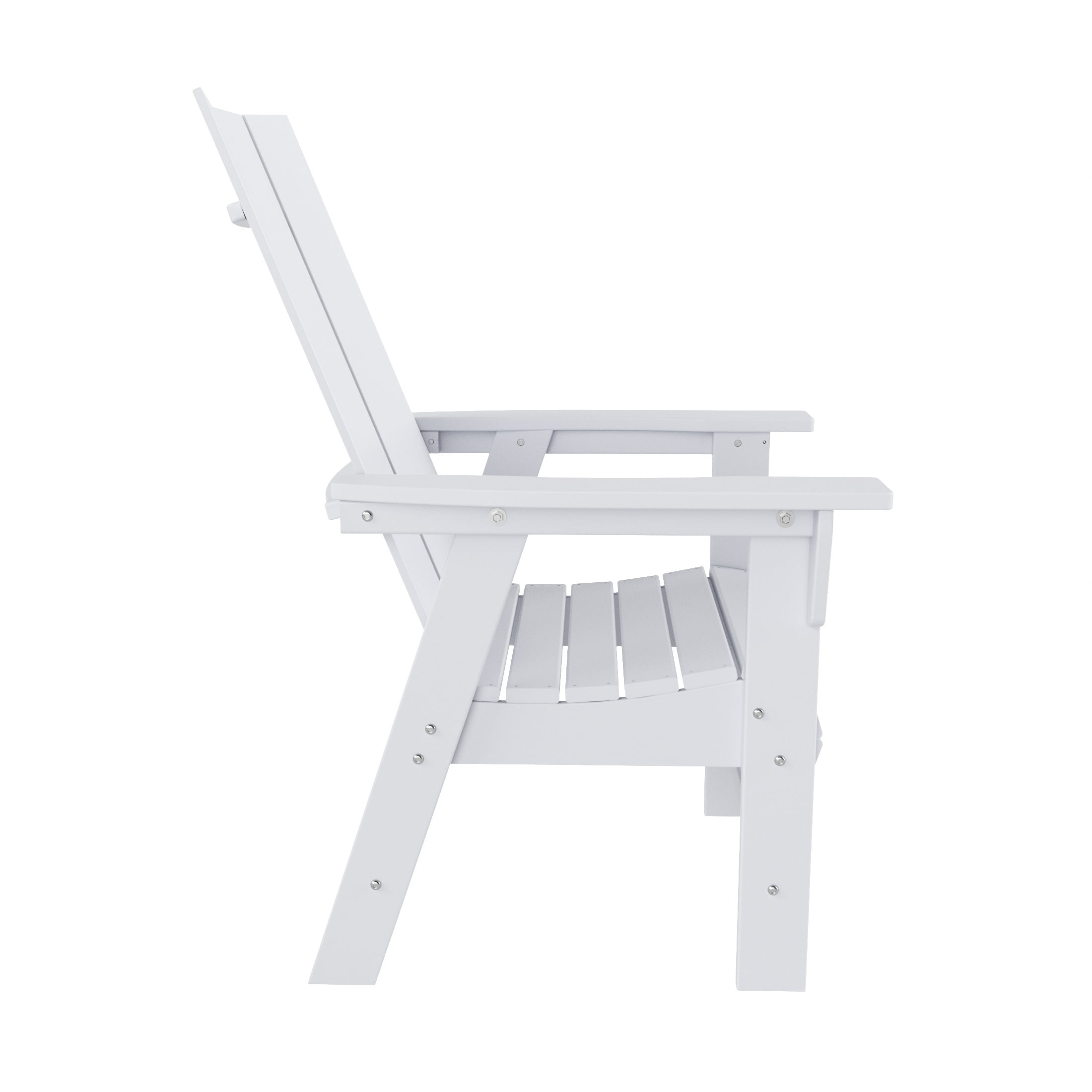 WestinTrends Ashore 6 Pieces Adirondack Patio Dining Set with Bench, All Weather Poly Lumber Slatted Outdoor Furniture Set, 71" Trestle Table and 4 Adirondack Chair and Outdoor Bench, White