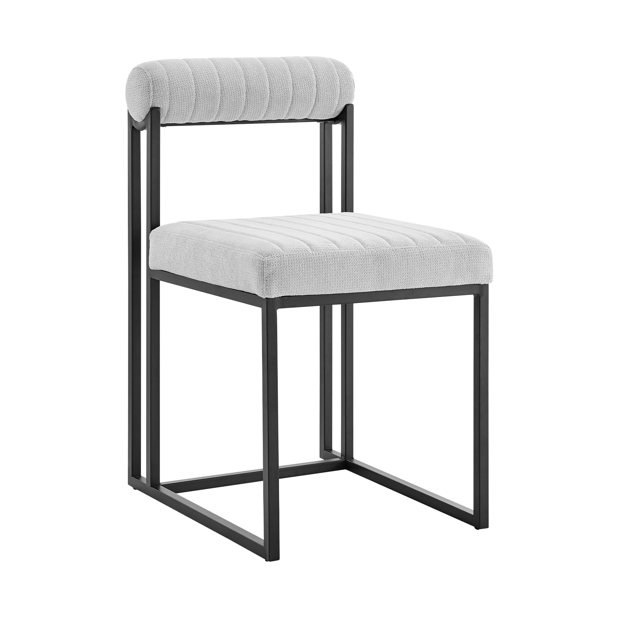 Joana Anastasia 5 Piece Round Walnut Dining Table Set with Matte Black Iron and Light Gray Fabric