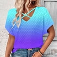 thumbnail image 4 of ibuvkizy Womens Tops Clearance,Short Sleeve Shirts for Women,Women's Fashion Solid Color Short-sleeved V-neck Loose Casual Tops,Plus Size Blouses Shirts,Summer Casual Graphic Tees, 4 of 8
