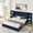 Dark Blue, variant on Queen Size Storage Platform Bed, Velvet Upholstered Headboard, Side Shelves and Drawers Built-In, No Box Spring Needed, Bedroom, Gray