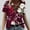 Red, variant on YOTAMI Women's Blouses V-Neck Floral Print Graphic T-shirts Short Sleeve Summer Loose Pullover Tops Wine