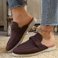 thumbnail image 5 of Ladies 2026 Summer Flat Shoes Ethnic Solid Color Closed Toe Backless Mules Soft Sole Lightweight Cushioned Orthopedic Arch Support Wide Toe Box Comfort Walking Daily Footwear Brown 39, 5 of 9