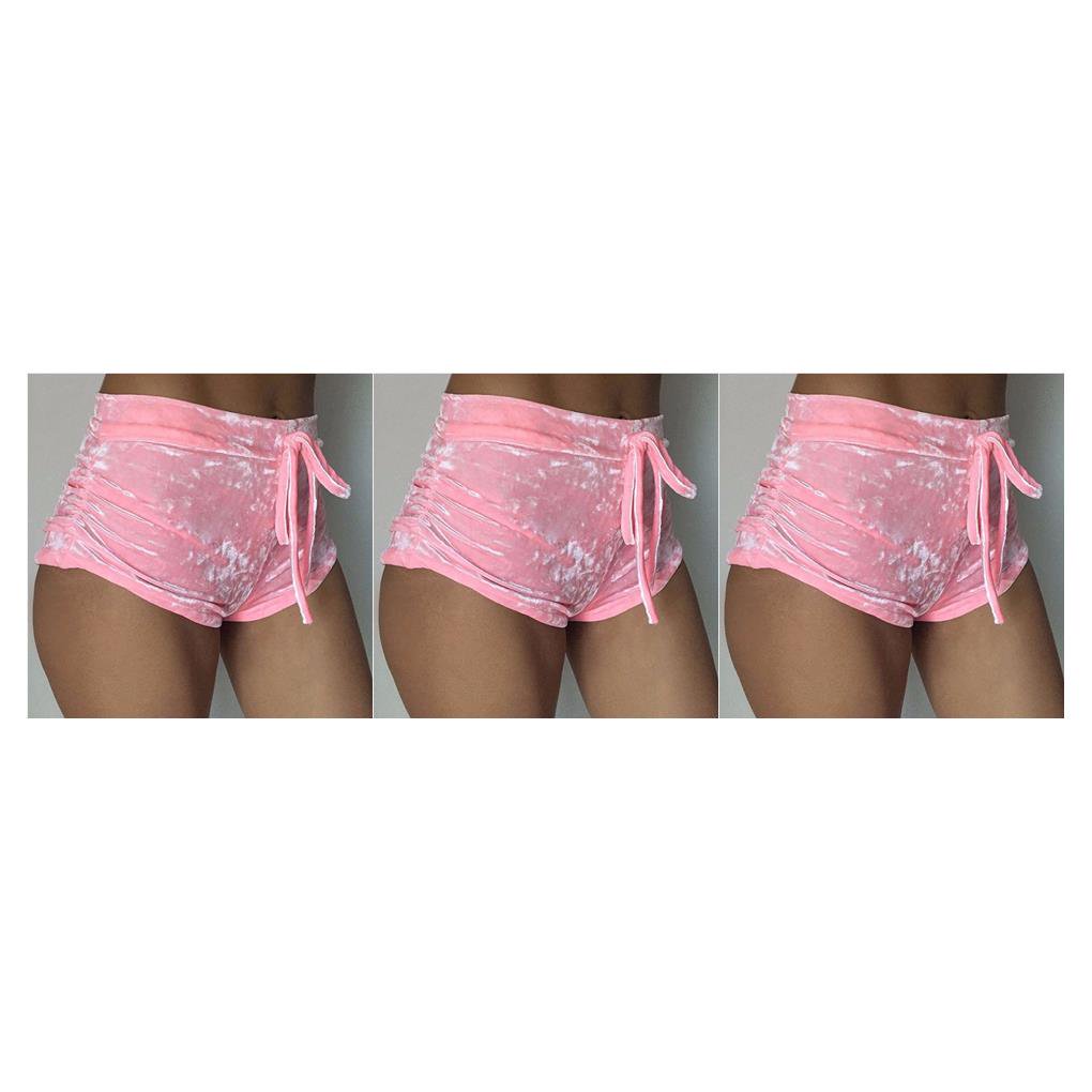 Pink velvet drawstring shorts online