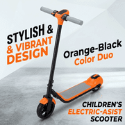 Electric Scooter with Bluetooth Music & Rainbow LED Lights, 3 Speed Modes (Max 9MPH), 110W Powerful Motor E-Scooter for Ages 6-12, Safety Electronic Brake, Best Birthday Gift for Boys & Girls,Orange