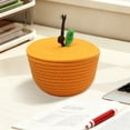 thumbnail image 4 of Ouuluon Woven Storage Basket, Cute Dustproof Storage Baskets, 8×8×5in Orange Sturdy Compact Basket for Home Fruit Small Daily Items, 4 of 7