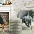 thumbnail image 5 of 20" Green Polyester Round Striped Indoor Outdoor Pouf Ottoman, 5 of 10