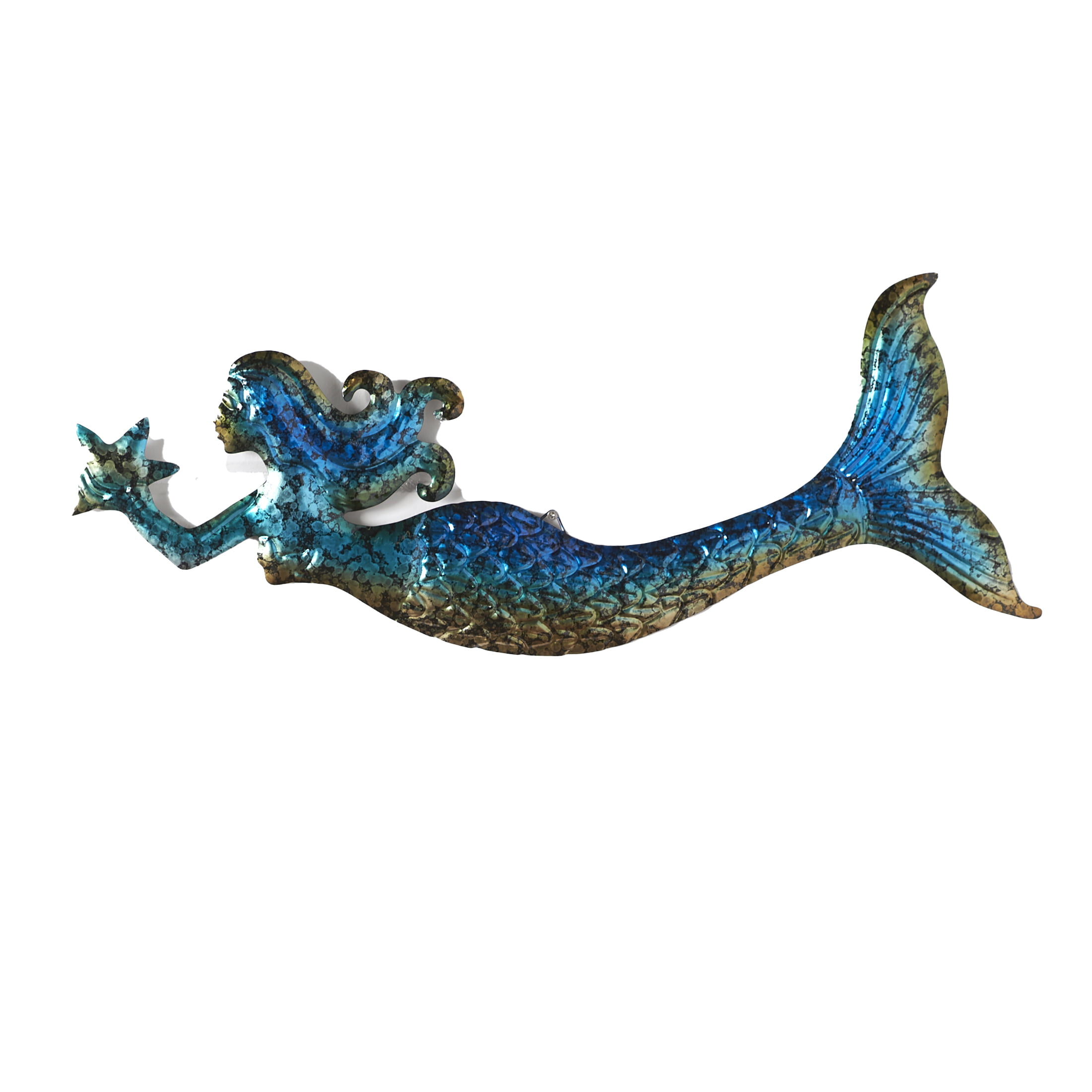 Metal Antique Silver Cast Iron Decorative Mermaid Hook 7" Mermaid Wall Decor 