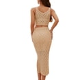 thumbnail image 6 of Women'S 2 Piece Outfits Top with Slit Bodycon Long Skirt Clothing Set Khaki XL, 6 of 7