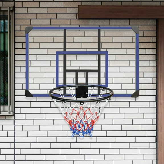 45×29 Inch Wall-Mounted Basketball Hoop, Foldable Hoop with Shatterproof Backboard and All-Weather Net, for Outdoor and Indoor, Black