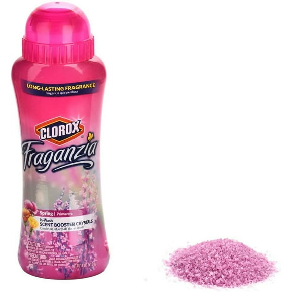 Clorox Fraganzia Laundry Scent Booster Crystals in Spring Scent - Scented In-Wash Freshener Beads for Fresh, Clean, Great Smelling Clothes and Linens, 18 Oz - 2 Pack 18 Ounce (Pack of 2) Spring
