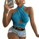 thumbnail image 1 of TxlixcChaleco de verano femenino, cuello de tirante cruzado de color sólido sin espalda, para niñas, 4 colores Txlixc  moda, 1 of 9