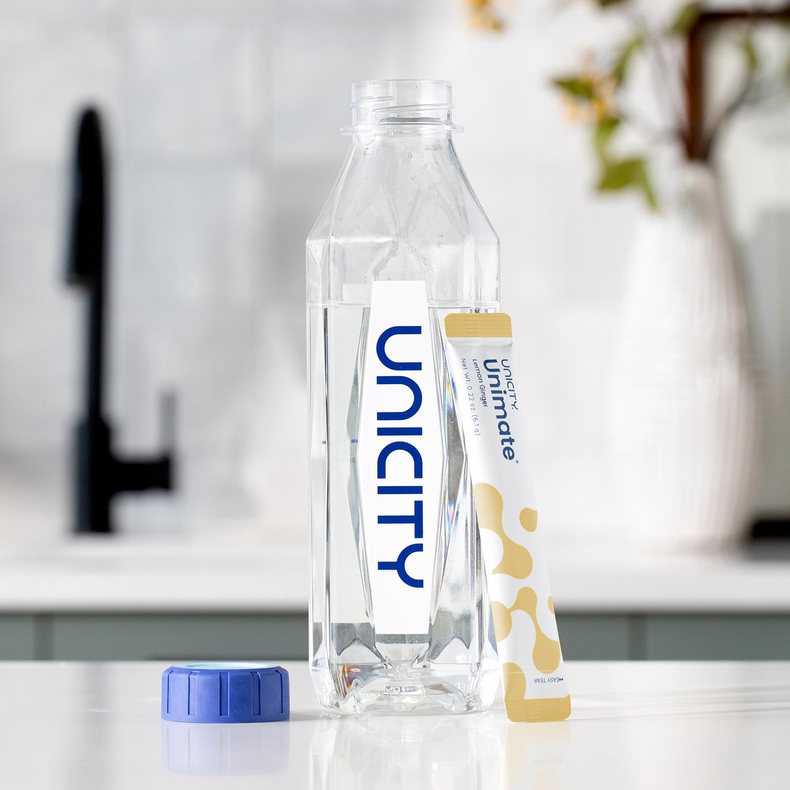 Unicity Unimate Ginger Drink Mix 3 Box Pack with Bottle, 90 Sachets Total, Instant Ginger Beverage Powder, Reusable Mixing Bottle Included, Low Calorie Daily Drink Mix for Men & Women