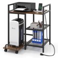 thumbnail image 1 of Gymax 25'' x 16'' 3-Tier Printer Table w/ Storage Shelves Wheels for Home Office Rustic Brown, 1 of 10