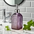 thumbnail image 6 of Horizontal Stripe Soap Dispenser, Soap Glass Dispensers with Pump, Refillable Liquid Bottles for Hand Sanitizer, Lotion, 7.48x2.76in, Purple, 6 of 6