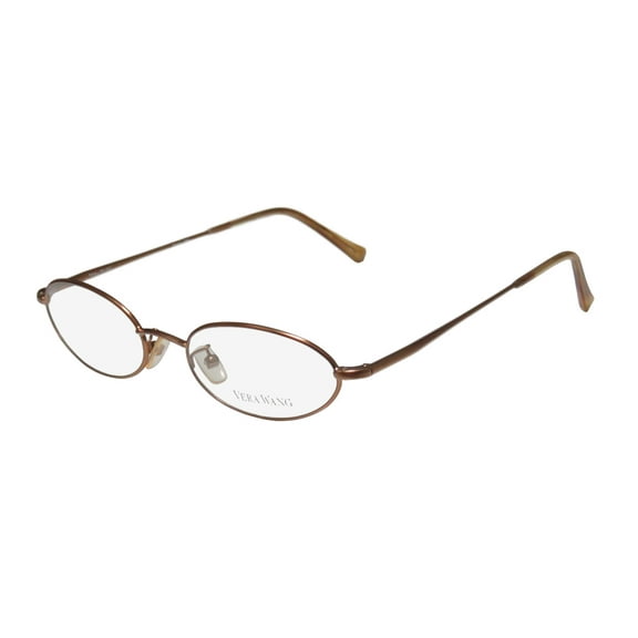 new vera wang v09 womens/ladies oval full-rim black frame demo lenses 47-17-135 spring hinges eyeglasses/glasses