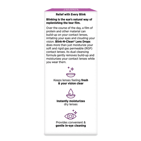Blink-N-Clean Rewetting Eye Drops for Contact Lenses, Dry Lens Lubricant and Moisturizing, 0.5 fl oz