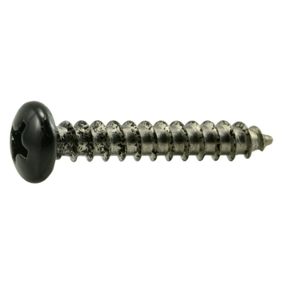 #8 x 1" Black Painted 18-8 Stainless Steel Phillips Pan Head Sheet Metal Screws SMSPSS-579