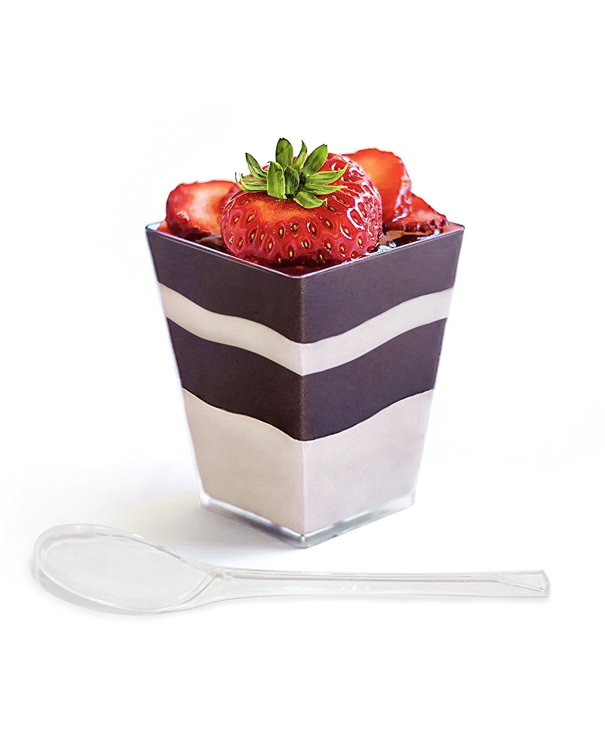 2 oz Gxhong 50 Pack dessert cups reusable plastic dessert cup for dessert with pudding mousse 60ml plastic dessert cups with 50 soup spoons 