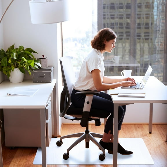 Cleartex® Polypropylene Rectangular Anti-Slip Foldable Chair Mat for Hard Floors - 36" x 48"