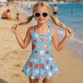 thumbnail image 3 of COEQINE Swim Dress for Girls with Built-in Liner & Flowy Skirt, Scoop U-Neck V-Back Playful Tankini Style Swimsuit for 10-11 Year Olds, Polyester Spandex Blend, Strawberry Daisy Blue, 3 of 8