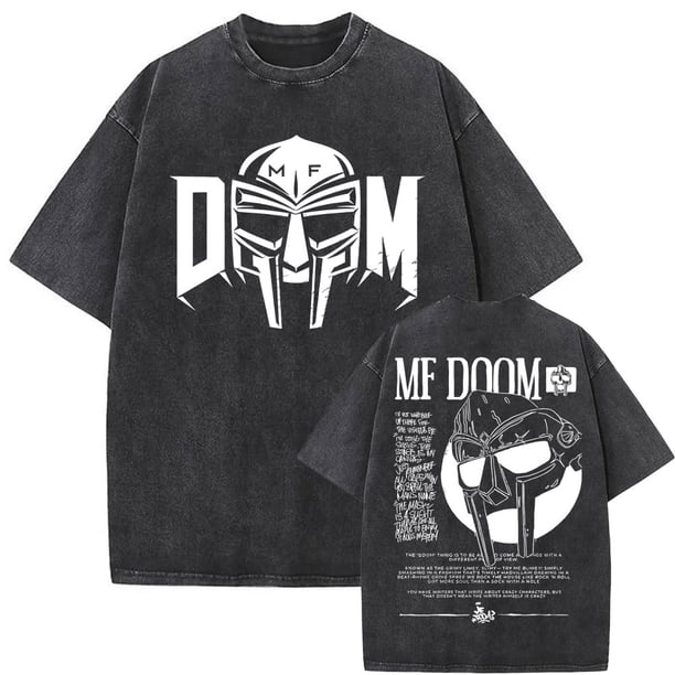 Camiseta con estampado gráfico de comida para hombres y mujeres, ropa de calle informal de gran tamaño, lavada, Vintage, rapero Mf Doom MM, Hip Hop, moda