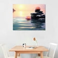 thumbnail image 2 of ONETECH Yoga Room Wall Decor, Canvas Print Zen Concept Art Poster, Spa Stones and Waterlily in Lake at Sunset Picture, Bathroom Meditation Room Decoration 16\x12\, 2 of 4