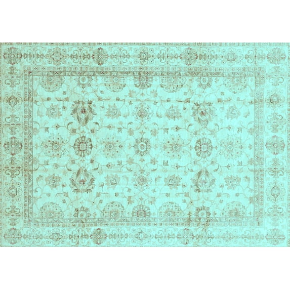 Ahgly Company Indoor Rectangle Oriental Light Blue Traditional Area Rugs, 7' x 10'