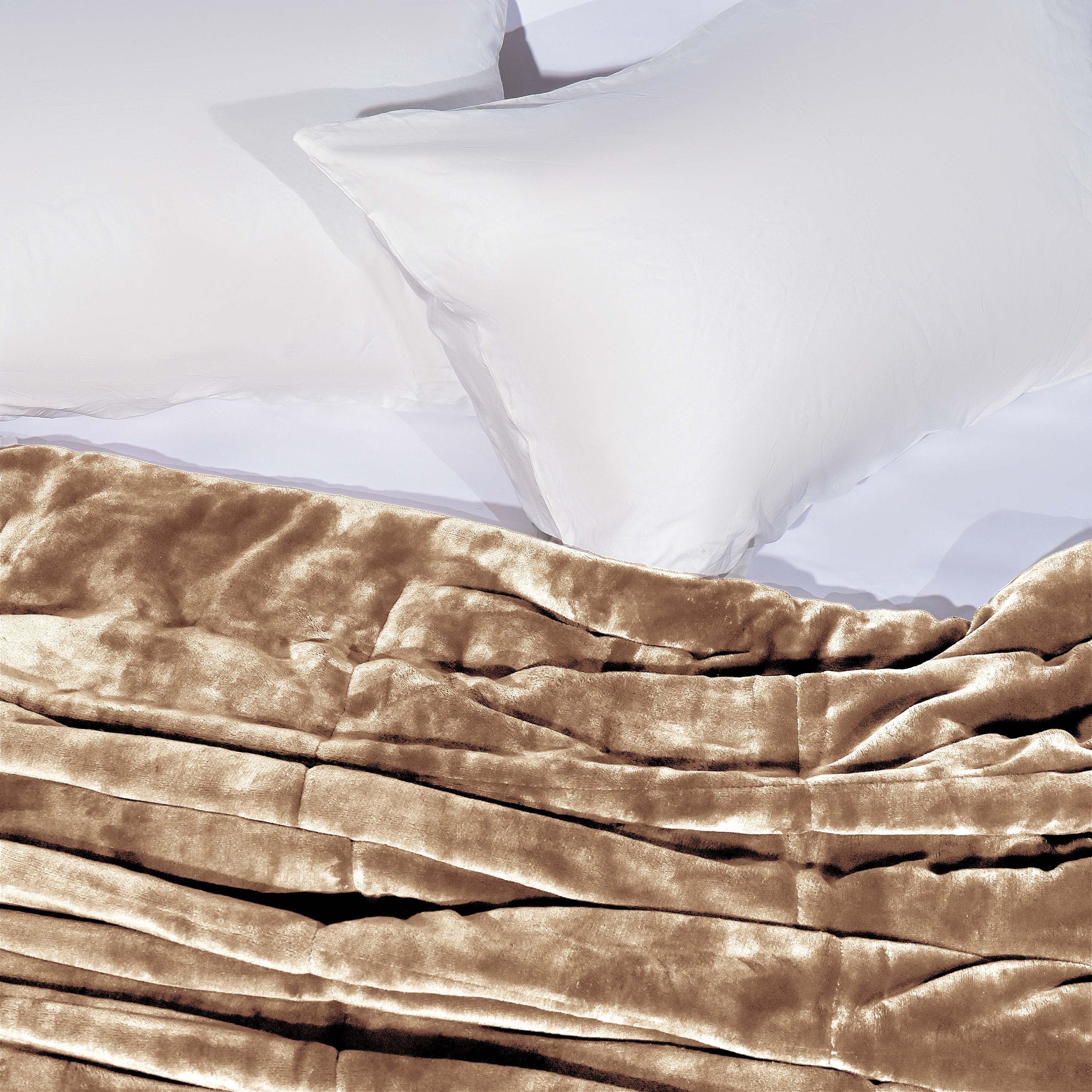 Vellux Plush Quilted Blanket, Queen, Beige