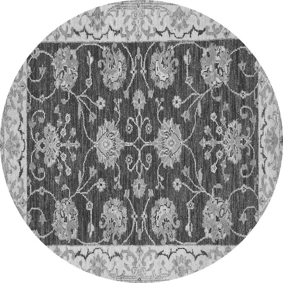 Ahgly Company Indoor Round Abstract Gray Modern Area Rugs, 7' Round