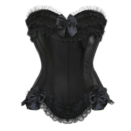 Vblhal Deals of the Day Today only Corsets for Women Ruffle Lace Tube Tops Renaissance Push up Bodyshaper Tummy Control Lingerie Bustier